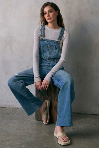 Ira Relaxed Fit Dad Overalls • Medium Dark Wash