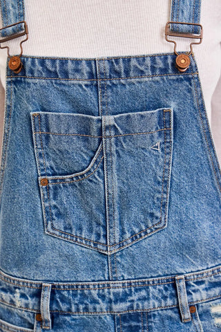 Ira Relaxed Fit Dad Overalls • Medium Dark Wash