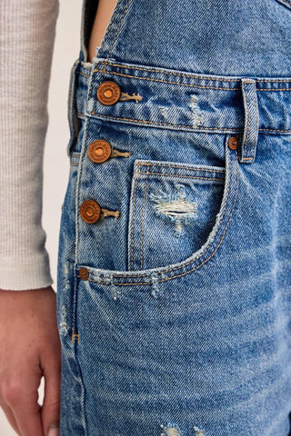 Ira Relaxed Fit Dad Overalls • Medium Dark Wash