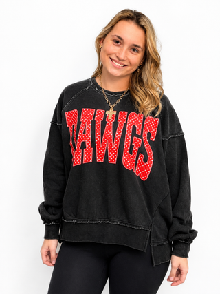DAWGS Polka Dot Mineral Wash Sweatshirt • Black