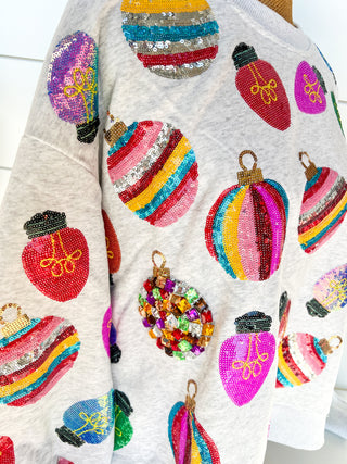 QOS Grey Scattered Multi Ornament Sweatshirt