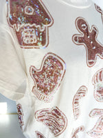 QOS White Frosted Christmas Cookie Oversized Tee