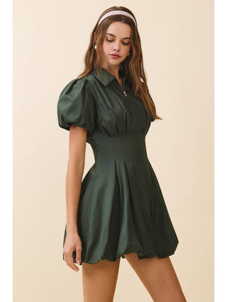Riley Fit and Flare Bubble Dress • Hunter Green