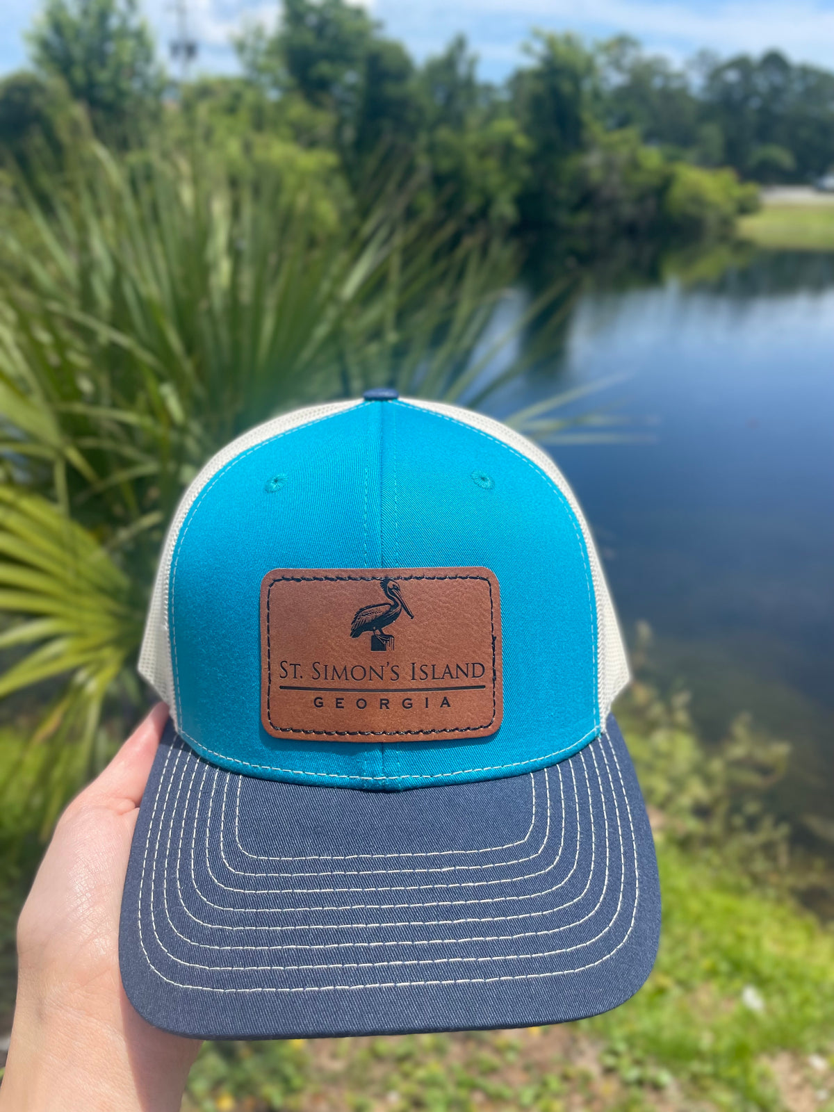 St. Simons Island Leather Patch Hat Pelican