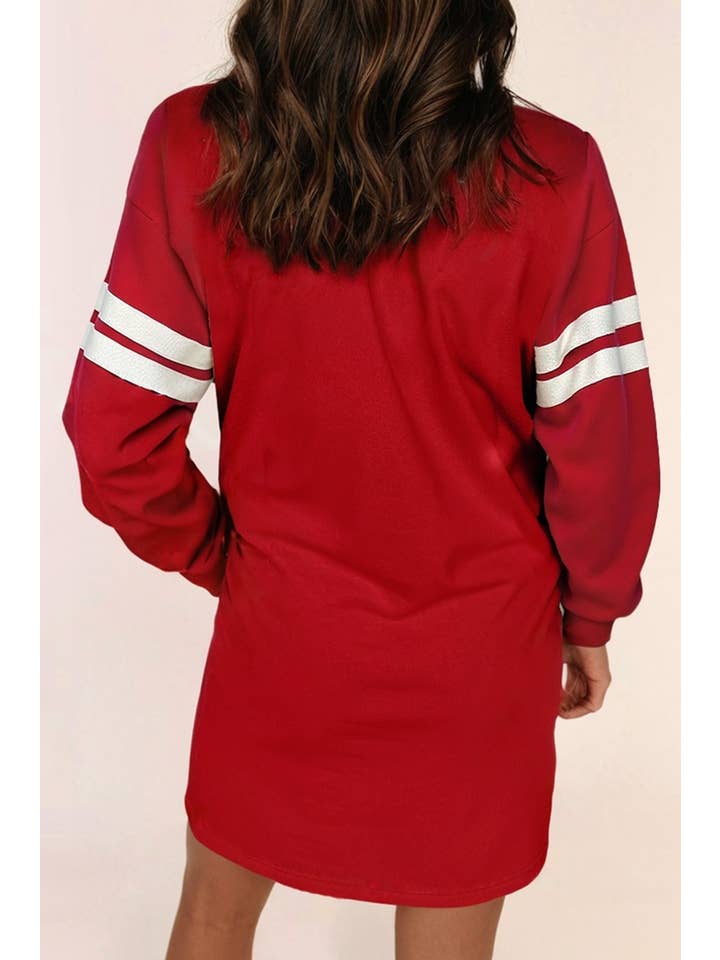red sweatshirt dress for women Ketyyh-chn99 Sweater Dress for Women Long Sleeve V Neck Knit Dress Loose Fit Solid Color Pullover Sweaters Red,L
