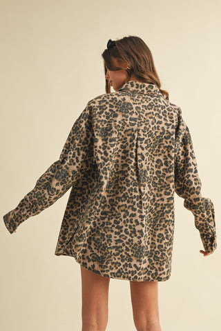 Can't Be Tamed Leopard Oversized Shacket • Tan