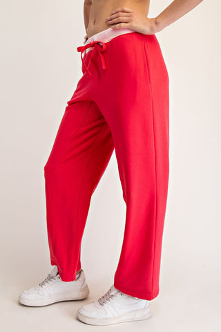 Rose French Terry Playful Pants • Candy Red/Pink
