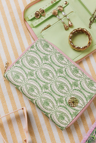 Travel Jewelry Folio • Textured Palm Stripe