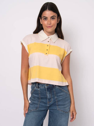 Harper Rolled Sleeve Cuff Shirt Collar Boxy Top