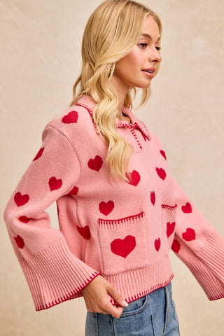 Cover Me in Hearts Sweater • Blush