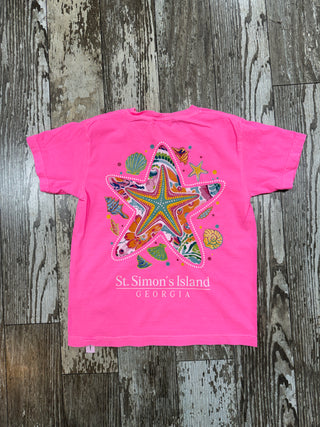 Youth Colorful Starfish SSI Tee • Hot Pink