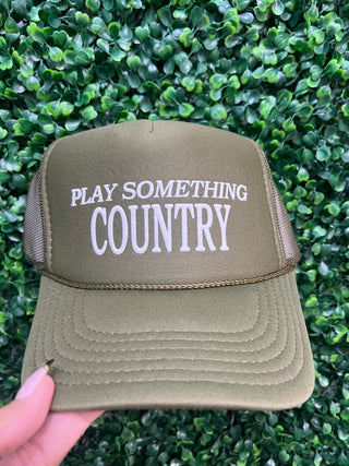 Put On Something Country Puff Trucker Hat • Olive