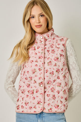 Madison Floral Quilted Vest • Rose