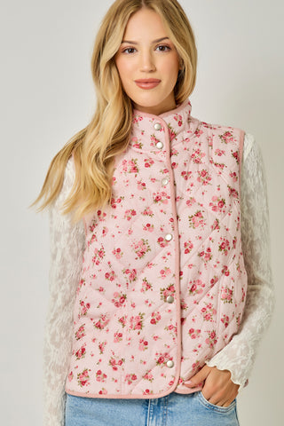 Madison Floral Quilted Vest • Rose