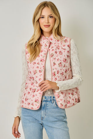 Madison Floral Quilted Vest • Rose