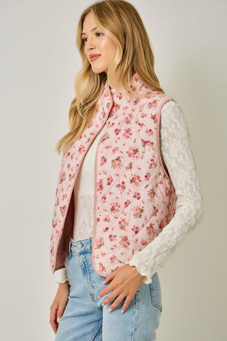 Madison Floral Quilted Vest • Rose