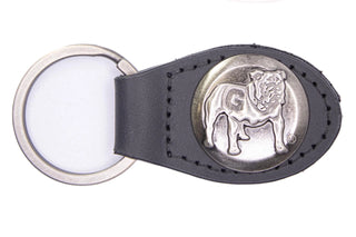 Georgia Bulldogs Oval Leather Key Fob • Black