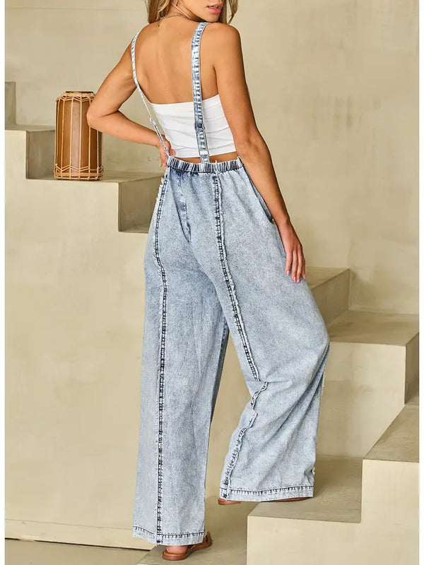 Floyd Wide Leg Overalls • Denim