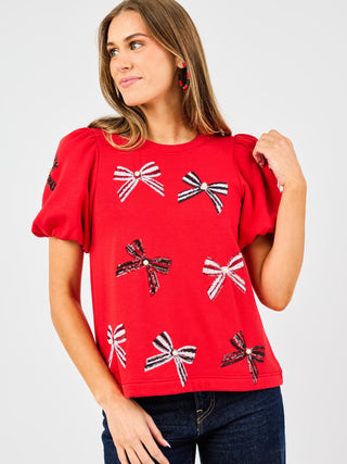 Tina Bows Top • Red/Black