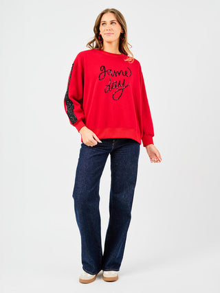 Sarah Game Day Sweatshirt • Red/Black