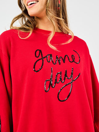Sarah Game Day Sweatshirt • Red/Black