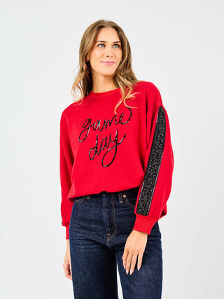 Sarah Game Day Sweatshirt • Red/Black
