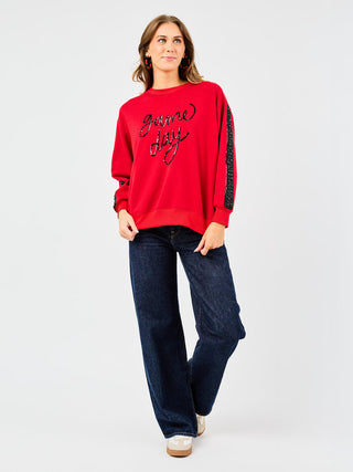 Sarah Game Day Sweatshirt • Red/Black