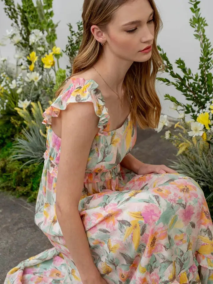 Sayla Floral Watercolor Maxi Dress
