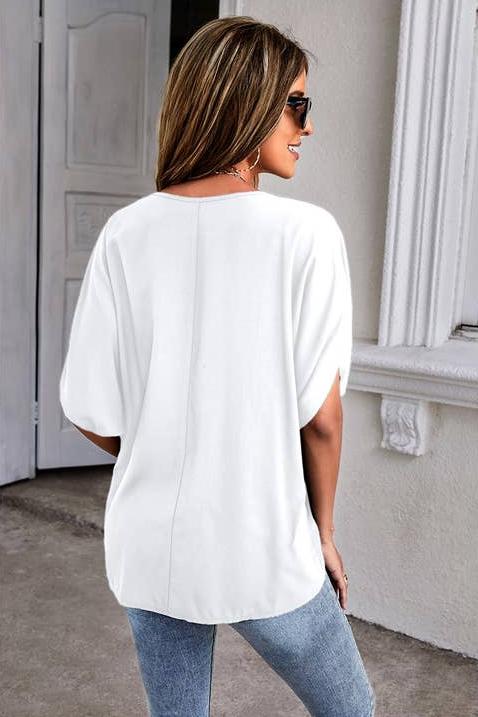 Simple and Cute Dolman Tunic Top • White