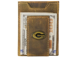 Georgia Bulldogs Magnetic Front Pocket Wallet • Vintage Tan Leather