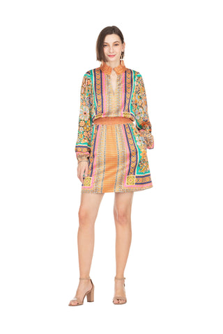 Kassidy Cinched Waist Dress • Scarf Print