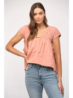 Molly Shirred Detail Top • Coral Pink