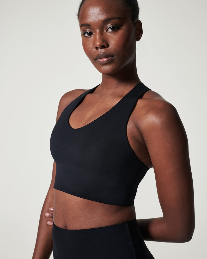 Longline Medium Impact Sports Bra • Very Black