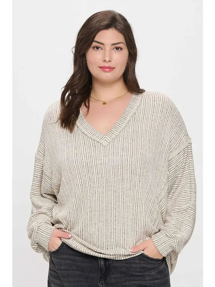 Charlee Knit Top • Taupe • Plus