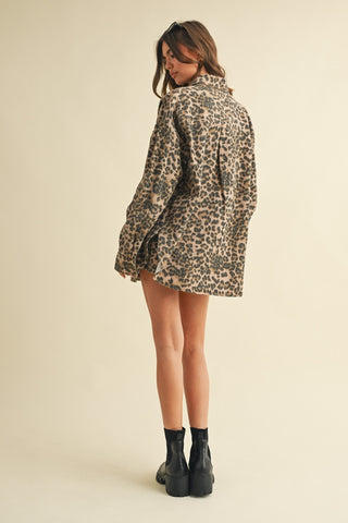 Can't Be Tamed Leopard Oversized Shacket • Tan