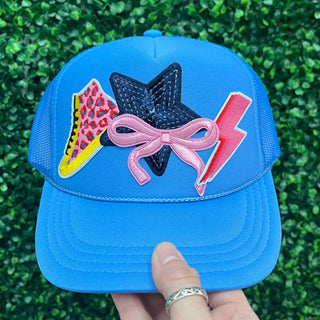 Youth Hightop Vibes Patch Puff Trucker Hat • Blue
