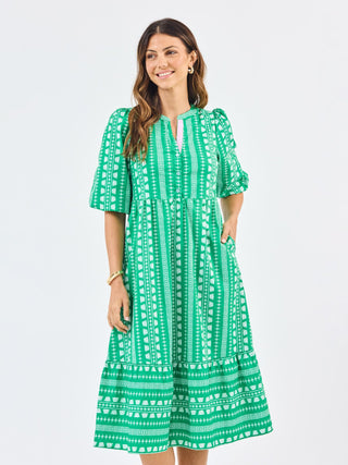Riley Midi Dress • Heritage Stitch Green