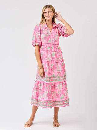 Eloise Midi Dress • Trellis Tiles Pink