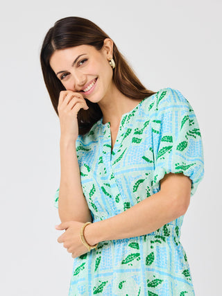 Tracey Dress • Trellis Tiles Blue