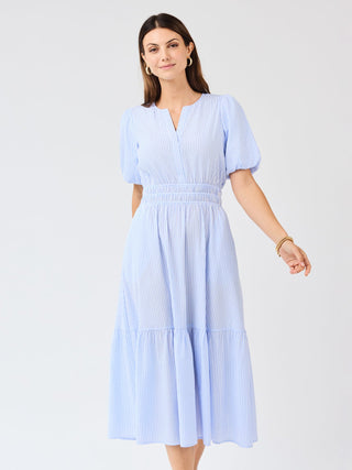 Tracey Seersucker Dress • Blue + White