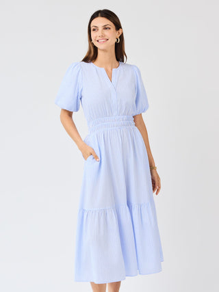 blue and white searsucker dress Blue and White Seersucker Dress - Collared Dress - Mini Dress