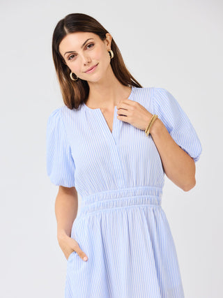 Tracey Seersucker Dress • Blue + White