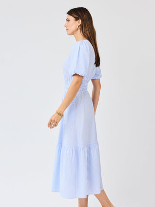 Tracey Seersucker Dress • Blue + White