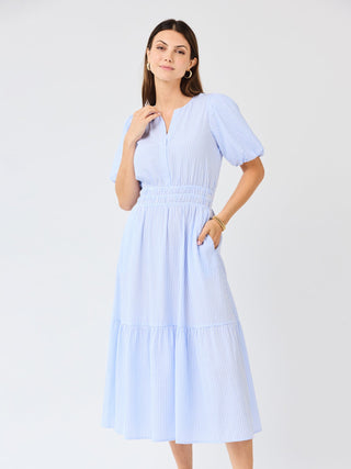 Tracey Seersucker Dress • Blue + White
