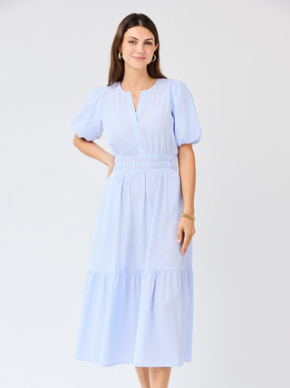 Tracey Seersucker Dress • Blue + White
