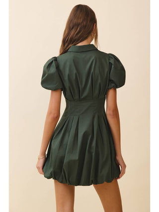 Riley Fit and Flare Bubble Dress • Hunter Green