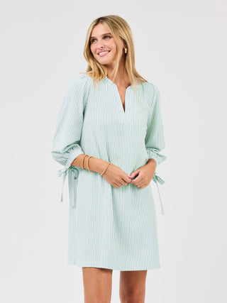 Lainey Seersucker Dress • Seafoam + White