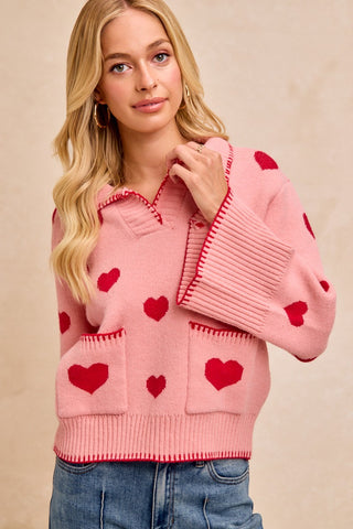 Cover Me in Hearts Sweater • Blush