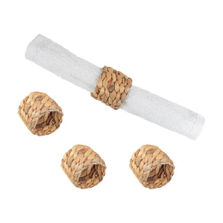 Woven Hyacinth Napkin Ring Set 4