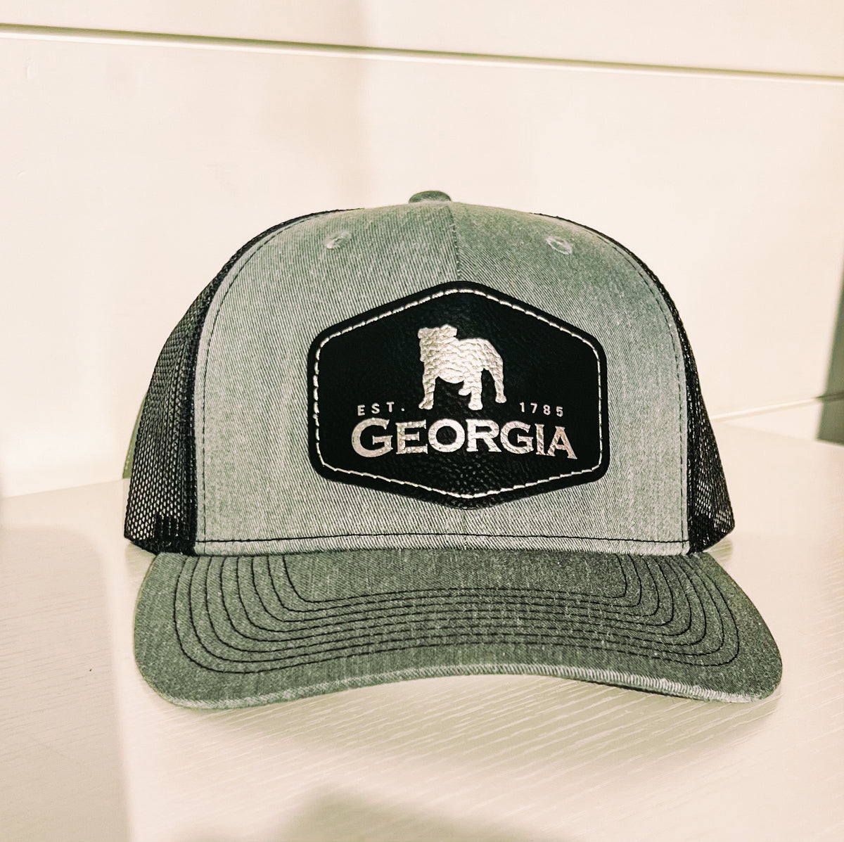 Georgia Bulldogs Leather Patch Hat • Silver + Black